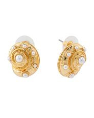 Gold Faux Pearl Dotted Snail Earrings | TJ Maxx