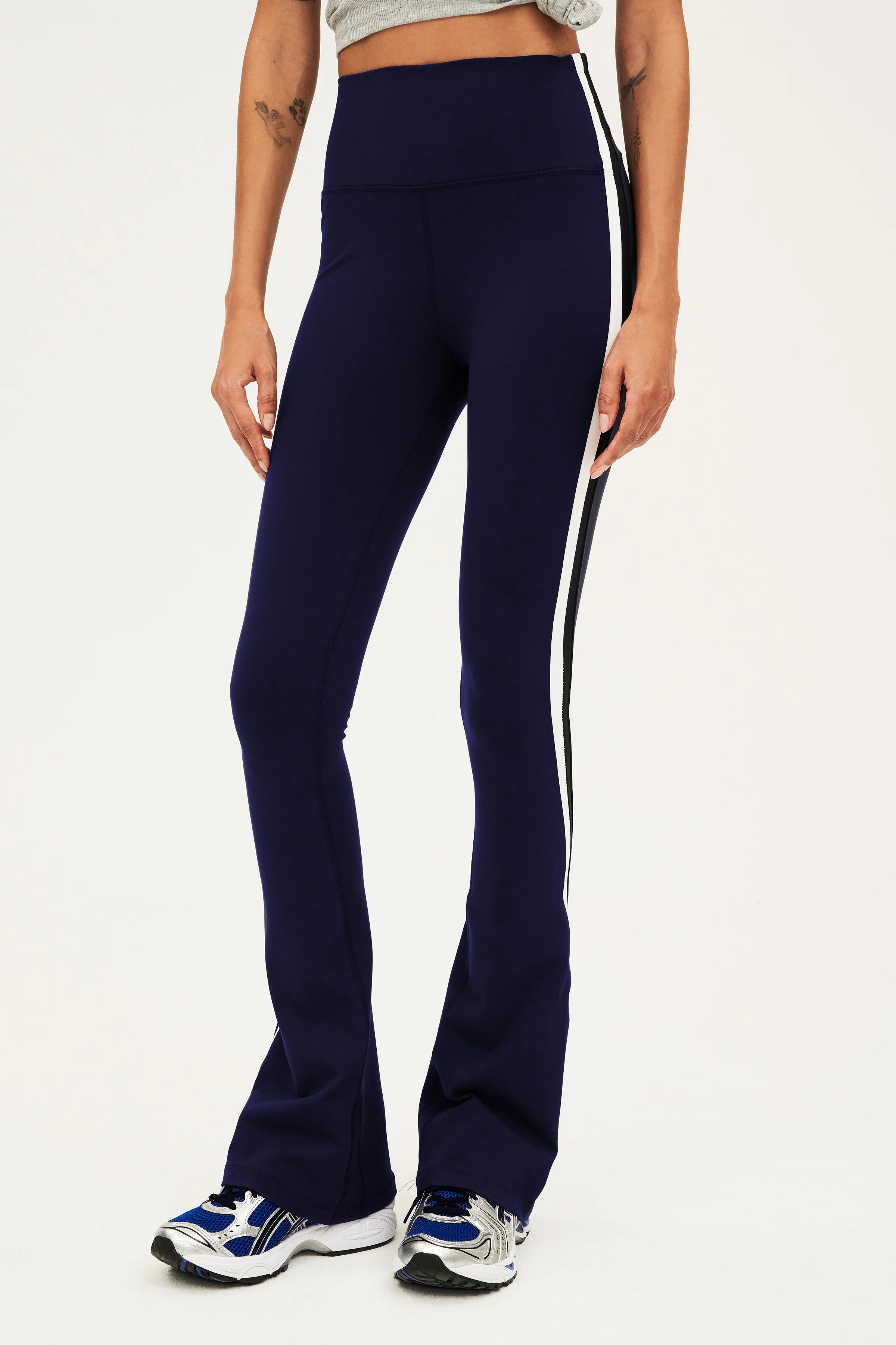 Raquel High Waist Flared Legging - Indigo/White/Black | SPLITS59 | Splits59.com