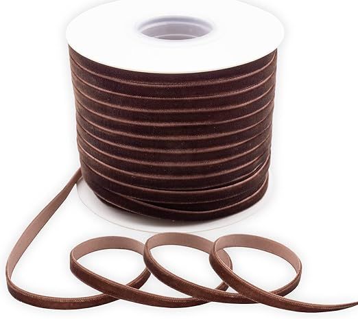 HATIANGE Brown Velvet Ribbon 1/4 Inch X 50 Yards for Gift Wrapping, Hair Bows, Choker, Wedding De... | Amazon (US)