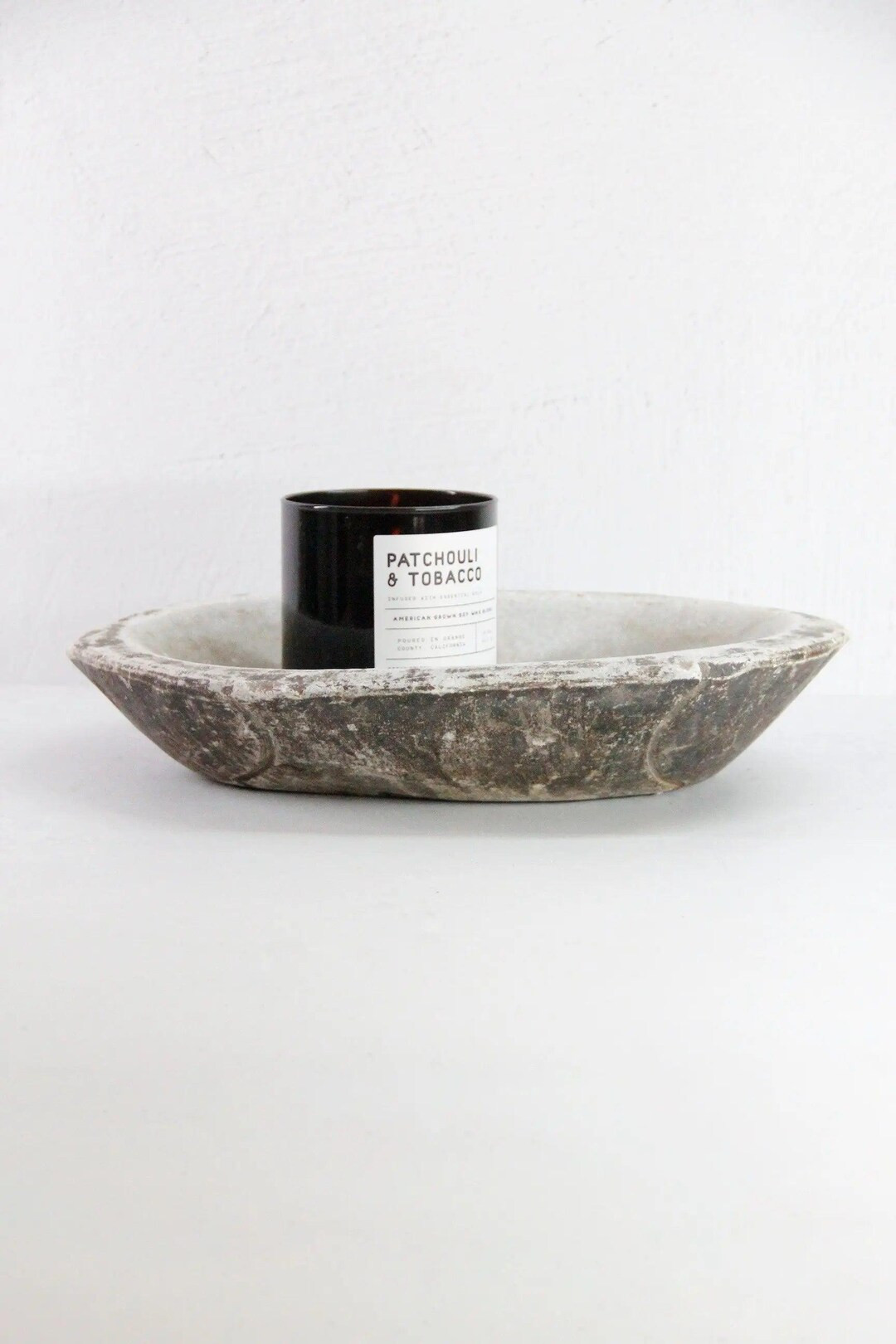 Carved Stone Tray | Antique Limestone Kharal Catchall | Etsy (US)