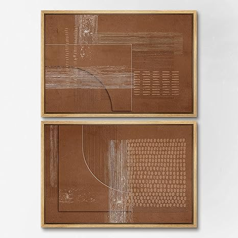 SIGNWIN Framed Canvas Print Wall Art Set Mid-Century Black Polygon Landscape Abstract Shapes Digi... | Amazon (US)