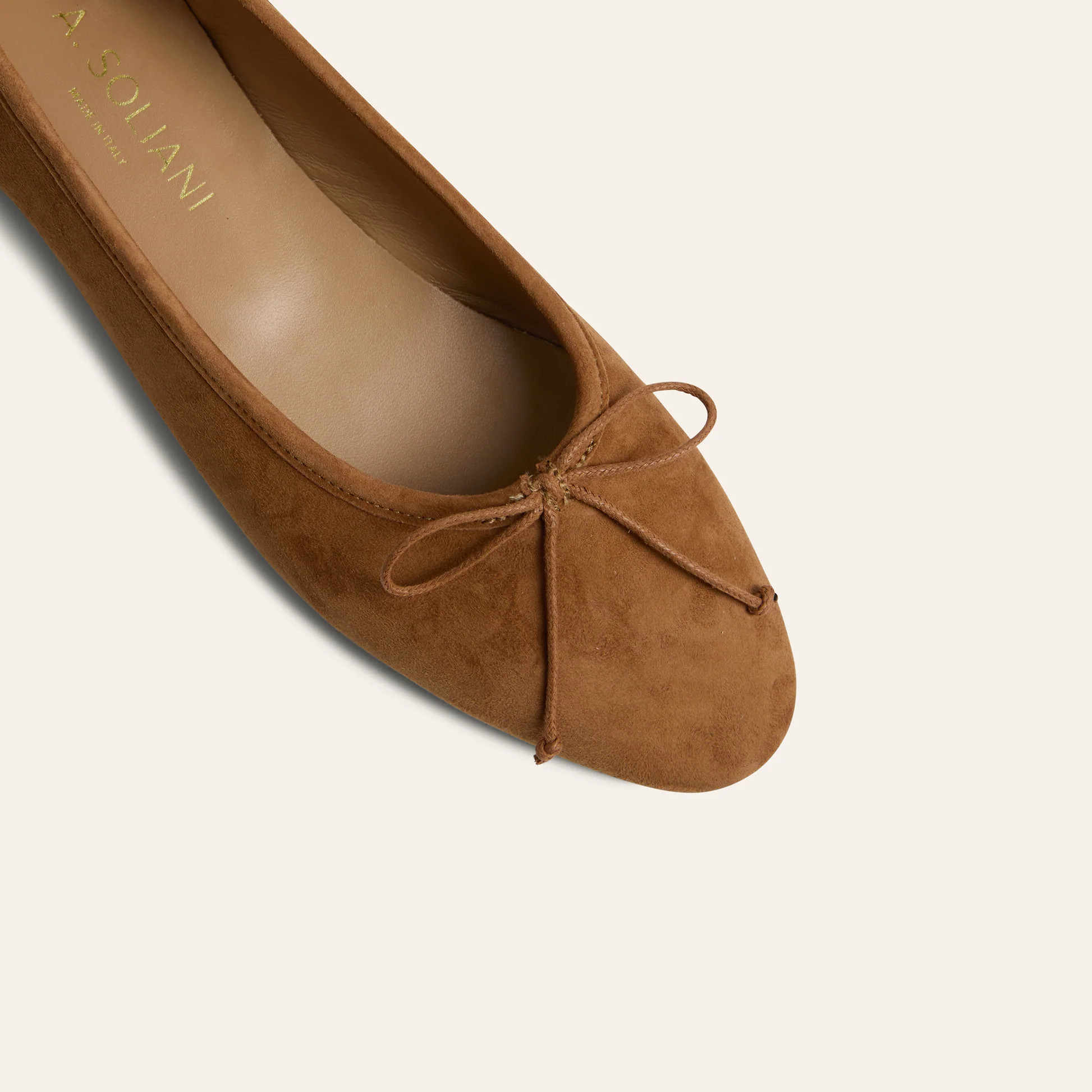 Como Leather Suede Ballet Flats in Amaretto Suede | A. Soliani | A.Soliani