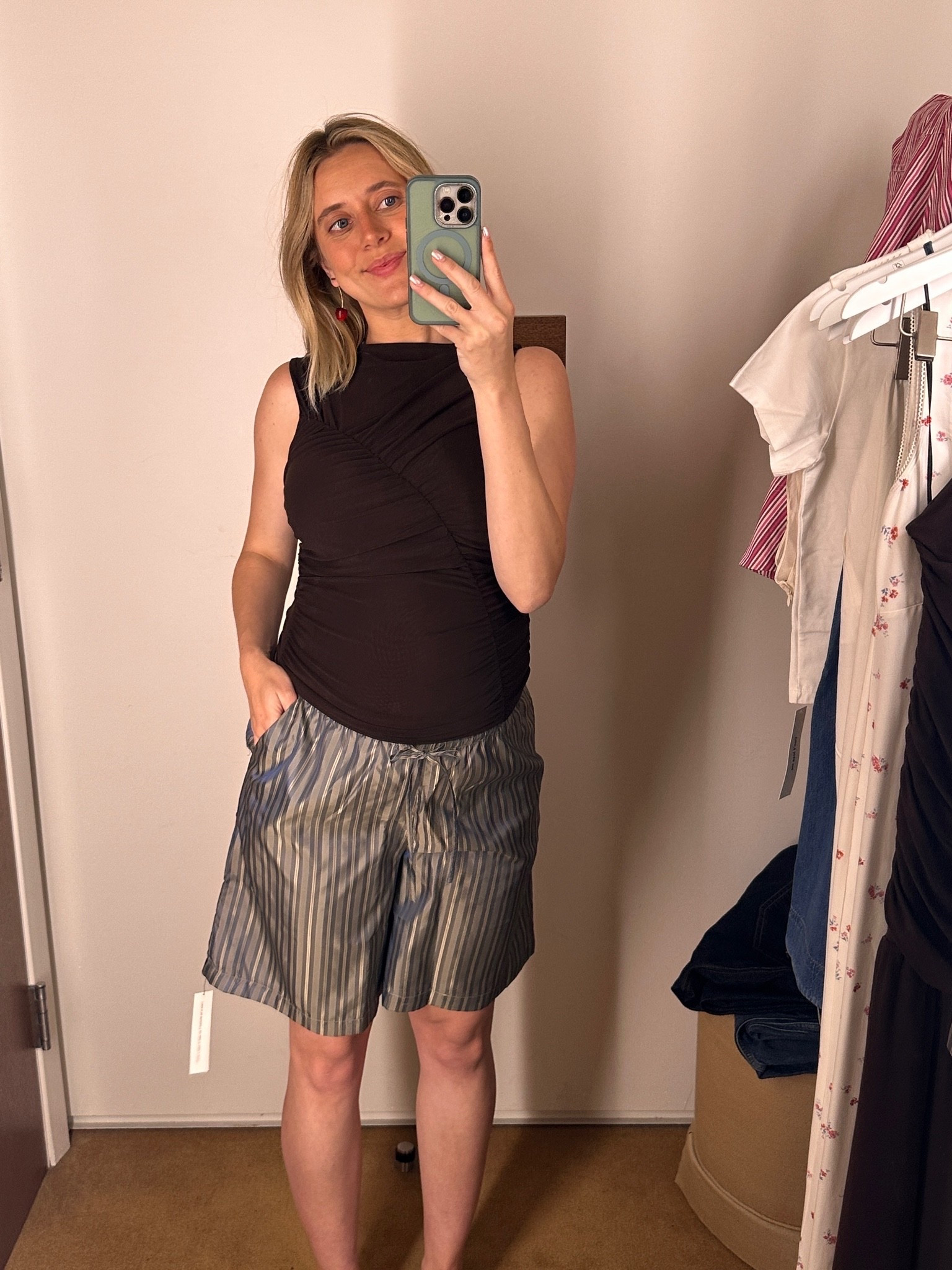 Bermuda shorts + mesh top outfit

#LTKootd #LTKgrwm #LTKBump