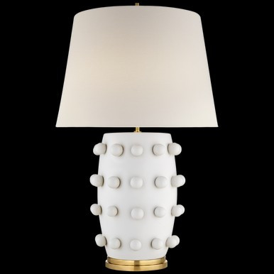 Linden Medium Lamp in Plaster White with Linen S, Visual Comfort KW 3031PW-L 60960U9 | Lighting Reimagined