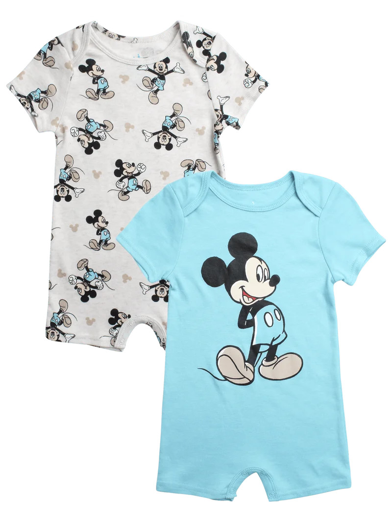Disney Baby Boys Romper - 2 Pack Tiger Pooh Mickey Mouse Short Sleeve Bodysuit for Boys (Newborn/... | Walmart (US)