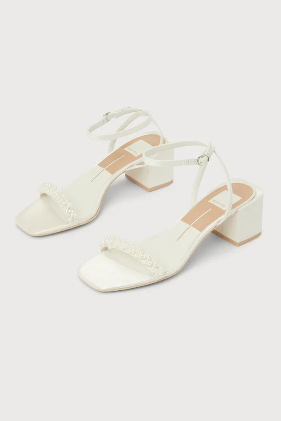 Zalima Vanilla Pearl Satin Ankle Strap High Heel Sandals | Lulus (US)