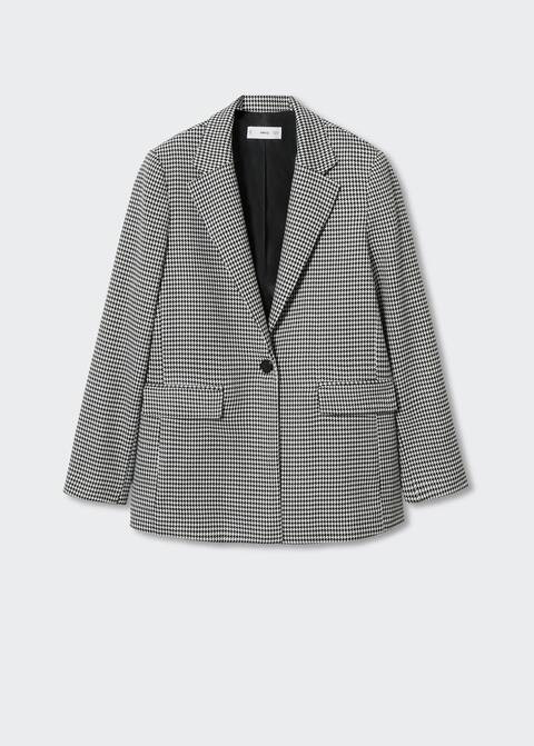 Houndstooth wool-blend blazer -  Women | Mango USA | MANGO (US)