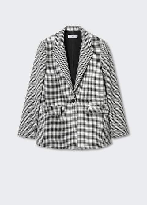 Houndstooth wool-blend blazer -  Women | Mango USA | MANGO (US)