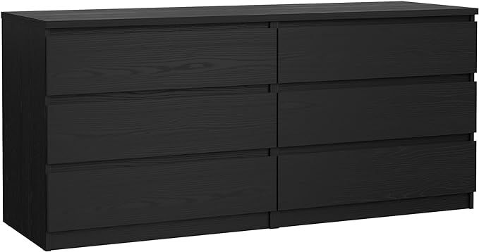 Tvilum 6 Drawer Double Dresser, Black Woodgrain | Amazon (US)