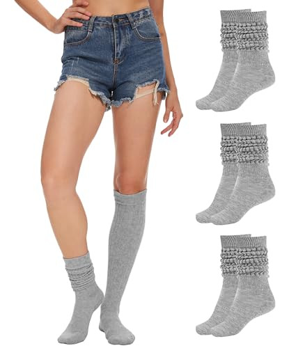 Womens Slouch Sock Scrunch Socks Retro Knee High Socks Soft Stack Chunky Cozy Boot Socks For Wome... | Amazon (US)