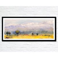New Zealand Canola Fields - Watercolor Landscape Wall Art Clem Davinci Watercolors | Etsy (US)