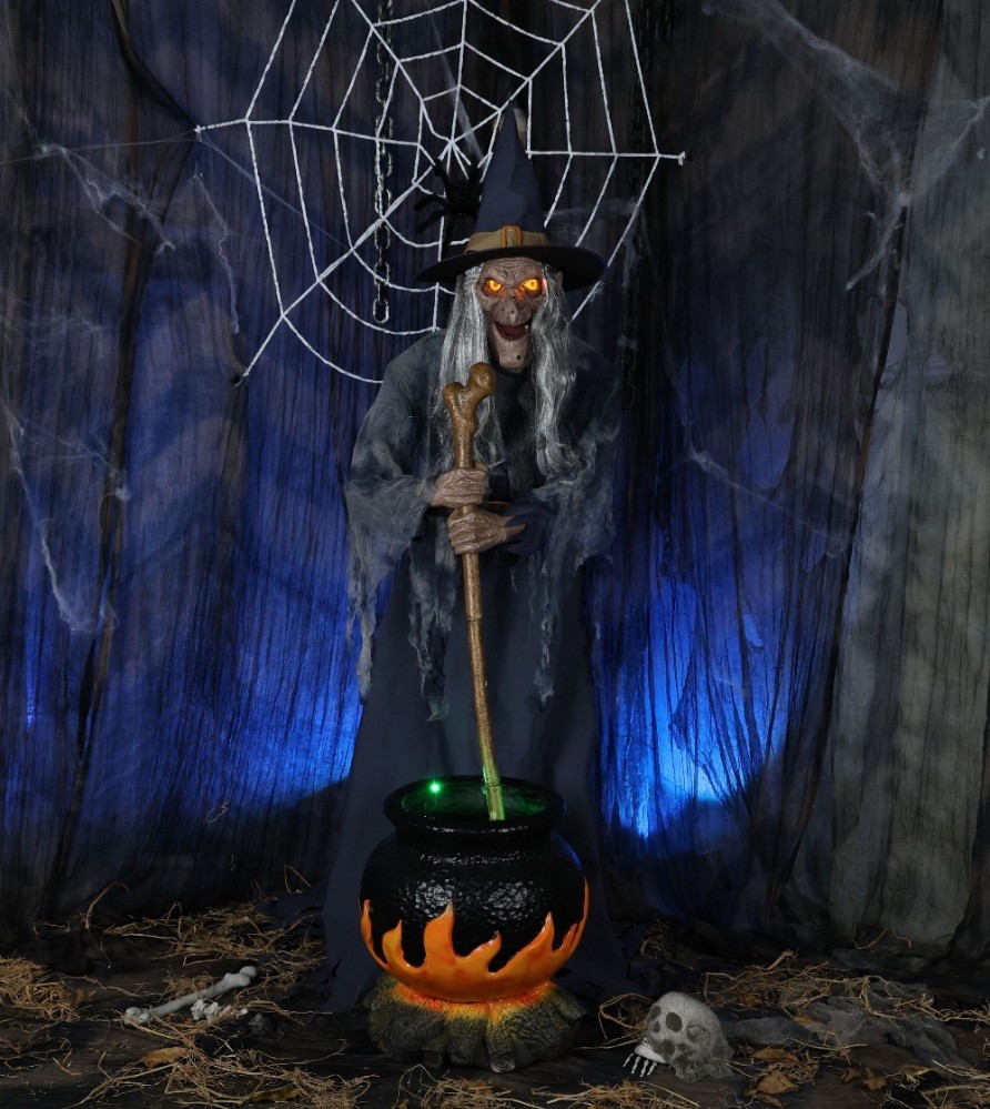 Cast a spell on your Halloween display with this 6-ft Witch with Cauldron Animatronic 🧙‍♀️✨ Motion-activated with glowing lights and eerie sound effects, this life-size witch prop stirs her bubbling cauldron to create the perfect haunted scene. A must-have for trick-or-treater scares, Halloween parties, or a bold yard setup—she’s guaranteed to be the star of your spooky season décor. 🎃💀🕸️

#LTKHome #LTKSeasonal #LTKParties