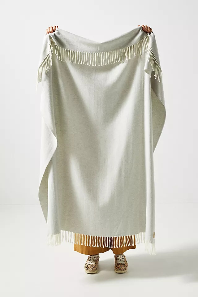 Solid Herringbone Throw Blanket | Anthropologie (US)