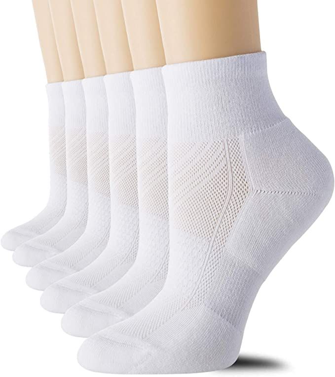 CS CELERSPORT 6 Pairs Women's Running Ankle Socks Athletic Sport Socks Cushioned | Amazon (US)