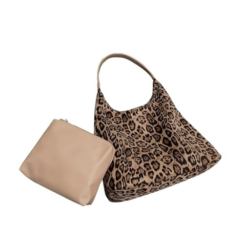Leopard Print Purses for Women Cheetah Print Tote Bag Vintage Faux Suede Hobo Bag for Work Daily (leopard purses-khaki) | Amazon (US)