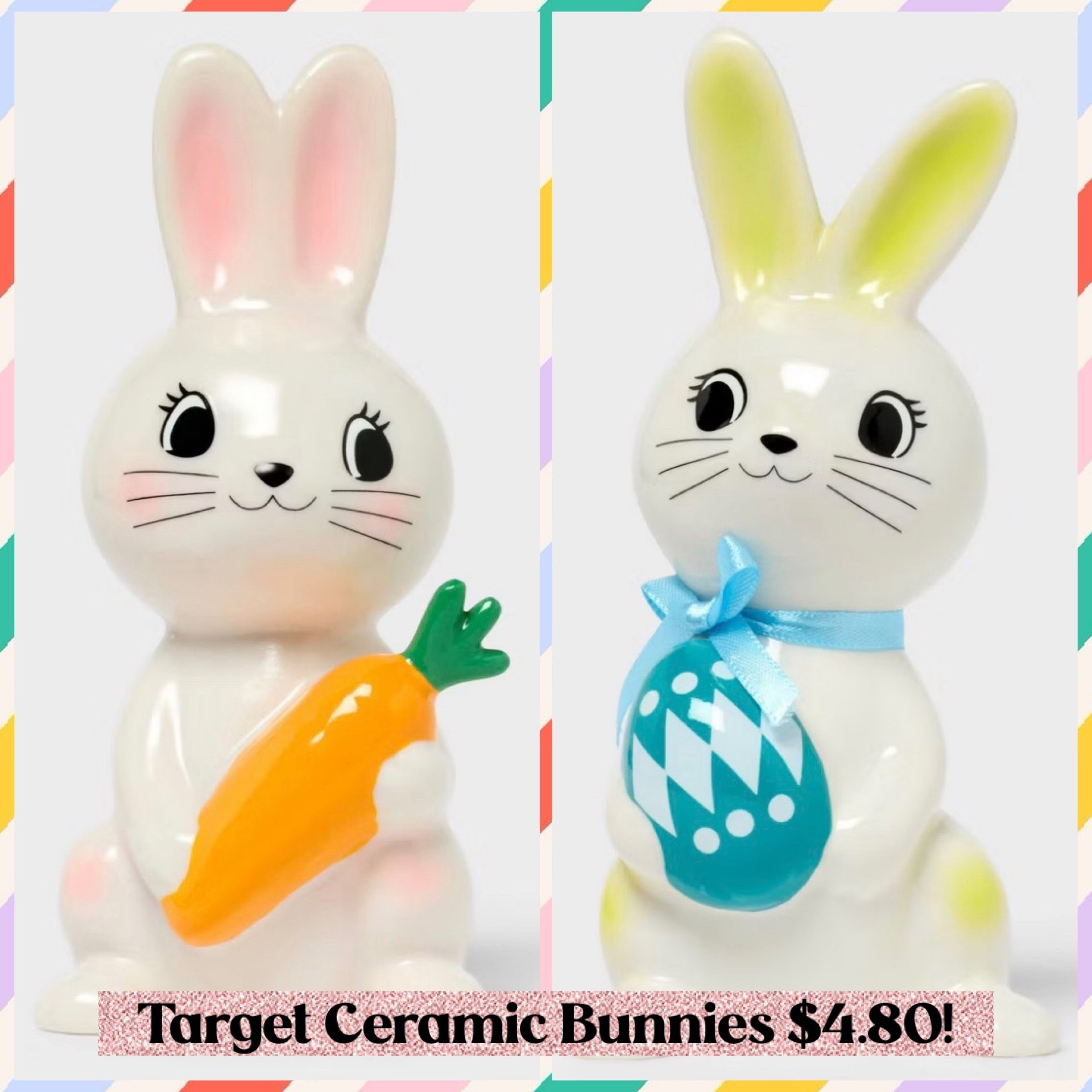 I grabbed these absolutely adorable Ceramic Easter Bunnies from Target recently, and had to share since they’re now on sale for only $4.80 each today! They have such a nostalgic look to them, and add the cutest whimsical touch to any space. Love them - they make me happy every time I look at mine! 

#LTKHome #LTKSaleAlert #LTKSeasonal