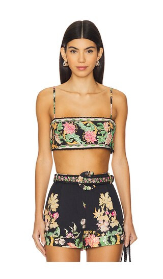 Beaded Bralette in Black & Off White Floral | Revolve Clothing (Global)