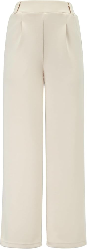 AFITNE Womens Wide Leg Work Pants High Waisted Pull On Dress Pants with Pockets Elastic Waistband... | Amazon (US)