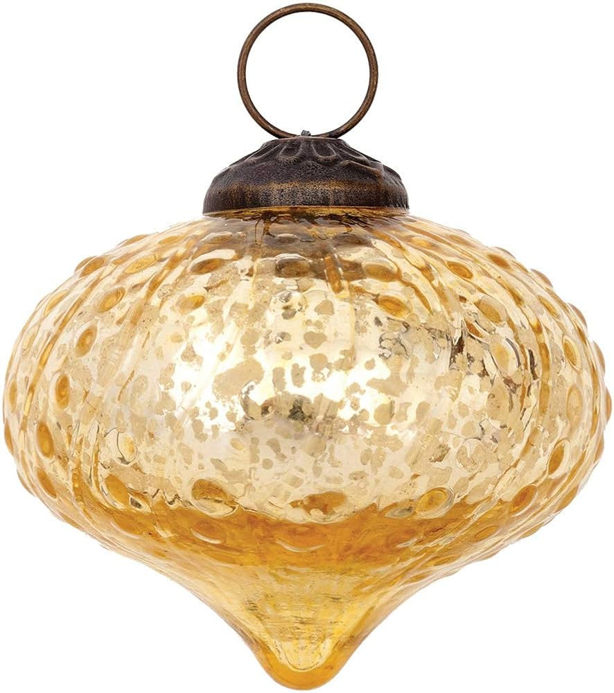 Luna Bazaar Mercury Glass Small Ornaments 2.75-inch, Gold, Tania Design - Great Gift Idea, Vintag... | Amazon (US)