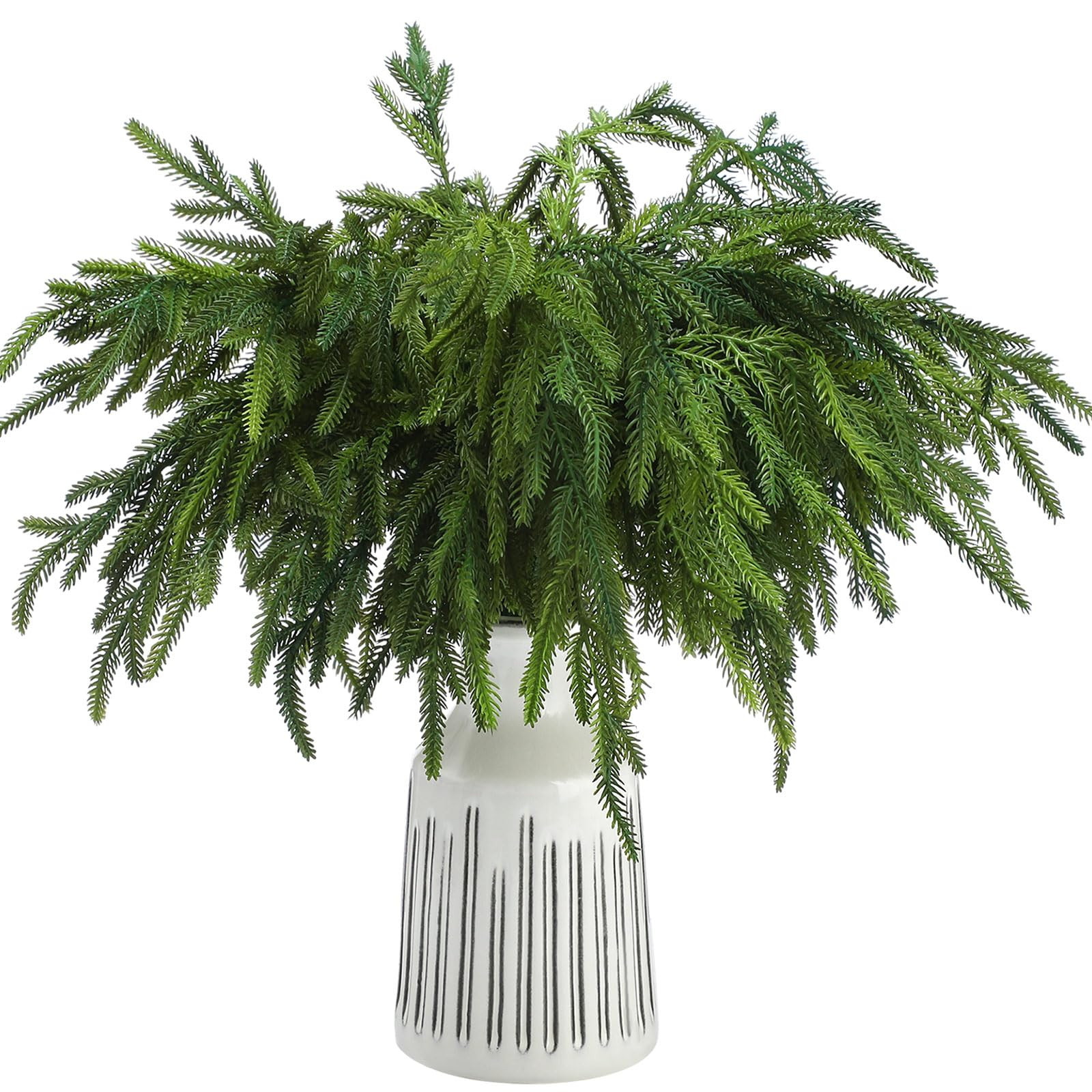 Jutom 12 Pcs 18 Inch Christmas Norfolk Pine Branches, Artificial Norfolk Branch Faux Plants Green... | Amazon (US)