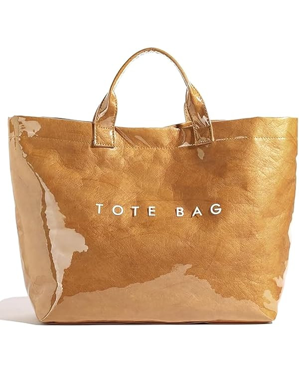 MINGRI Large Tote Bags for Women PVC Clear Totes Bag Plastic Carry All Bag Kraft Paper Shoulder H... | Amazon (US)