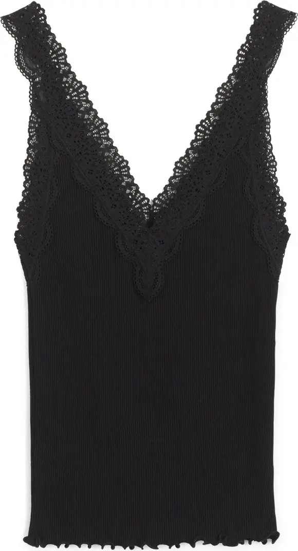 V-Neck Lace Cotton Blend Tank | Nordstrom