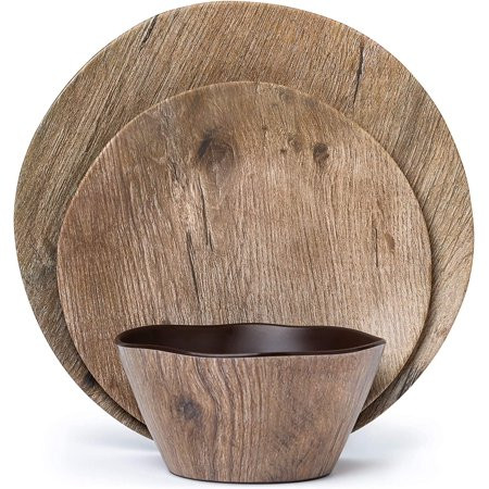 Melamine Dinnerware Set - 12 pcs Melamine Plates Outdoor Plates Summer Plates and Bowls Sets Melamin | Walmart (US)