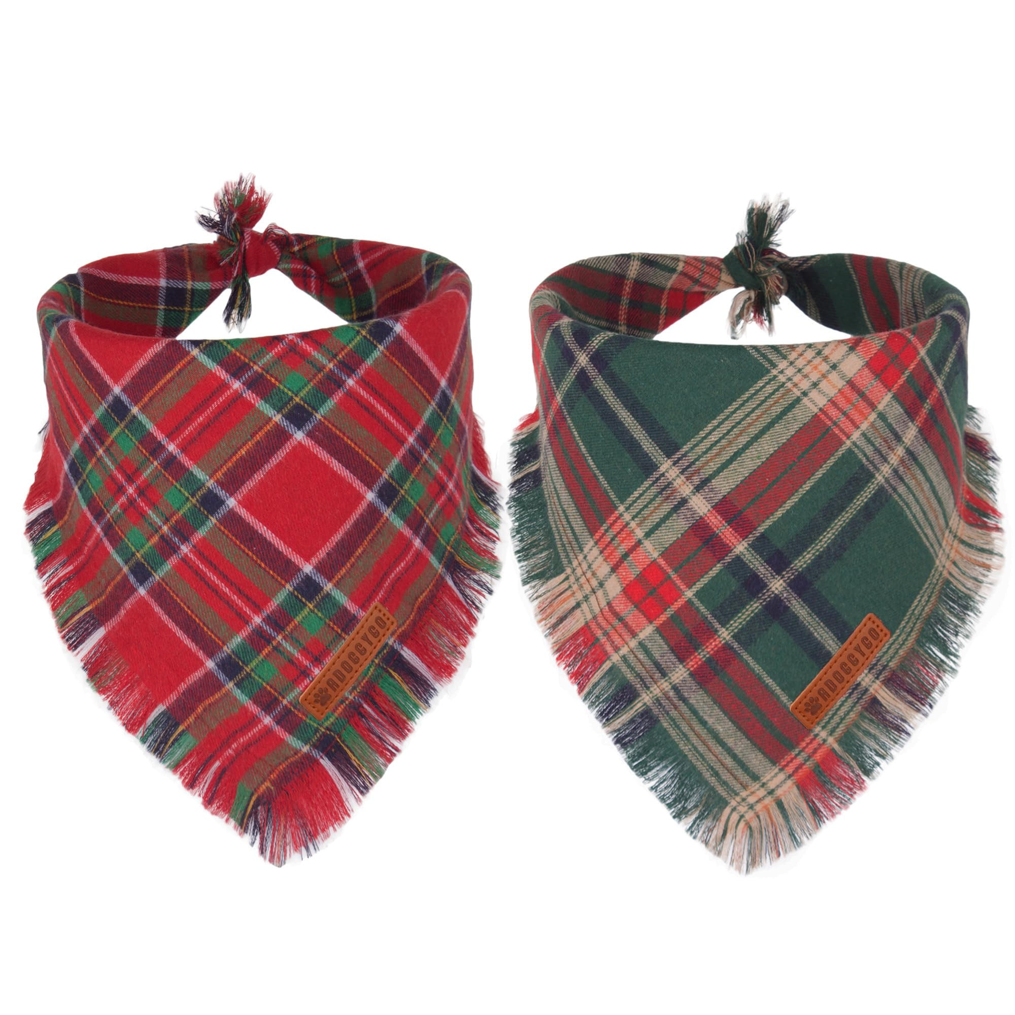 ADOGGYGO Christmas Dog Bandanas with Tassels Edges, Stylish Plaid Dog Christmas Scarf Bib, Multip... | Amazon (US)