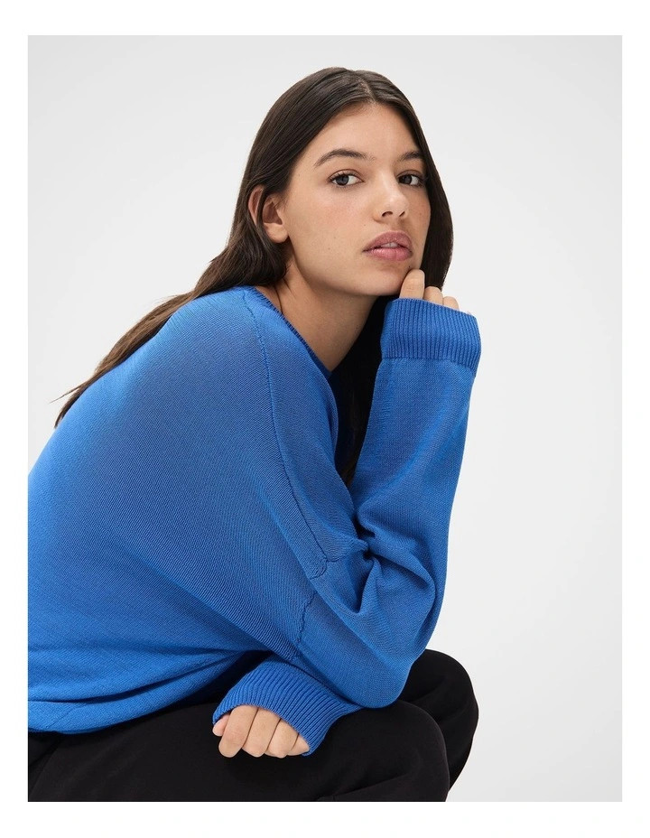 UnisonOversized Cotton Blend Knit Jumper in Blue | Myer