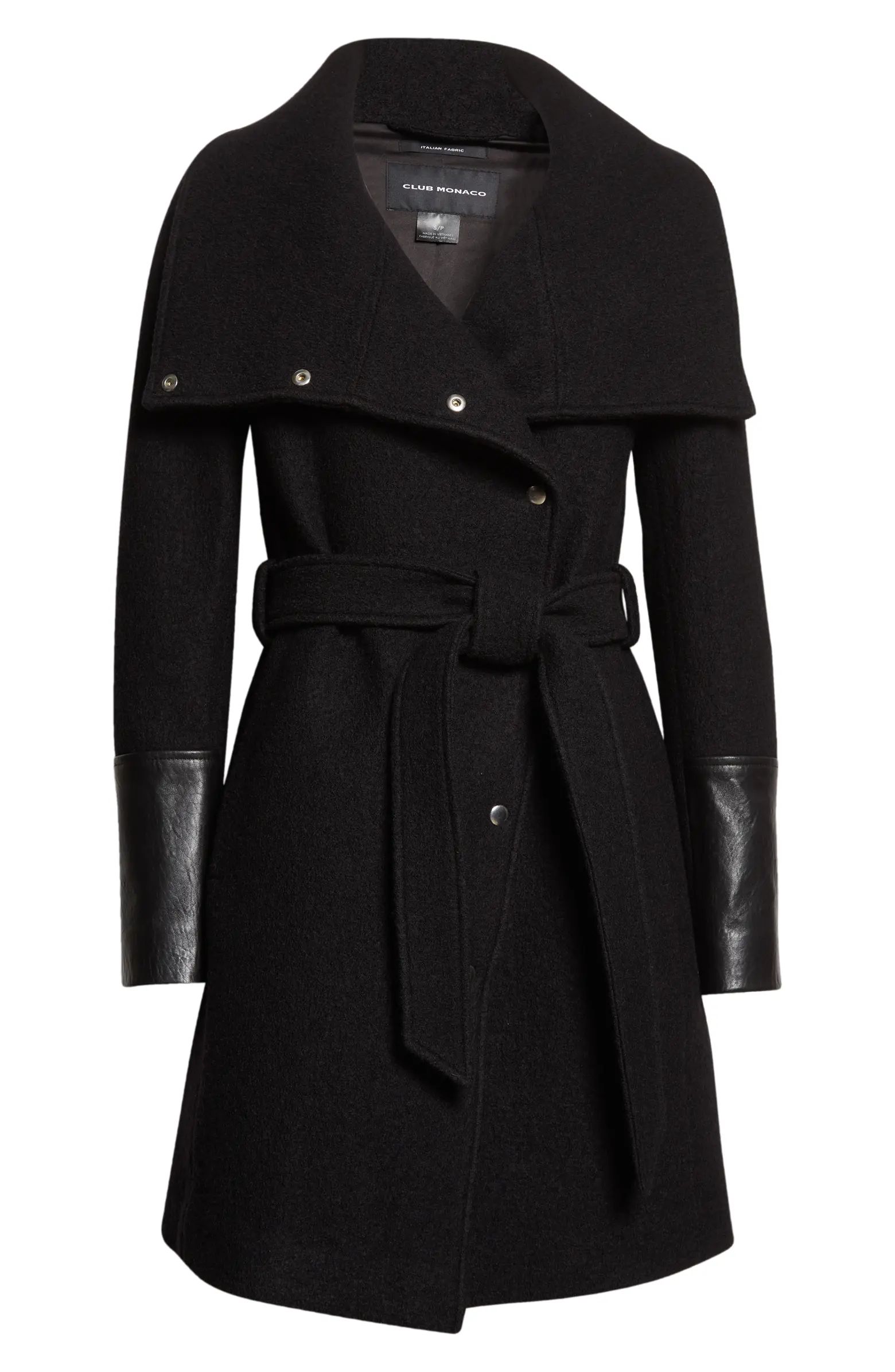 Halli Belted Wool & Leather Coat | Nordstrom