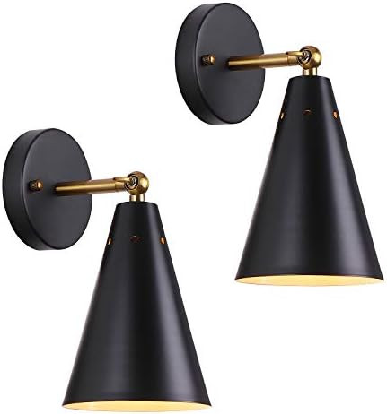 MWZ Modern Black Wall Sconces Lighting, 2 Pack Gold Rustic Wall Sconce Fixture Farmhouse Wall Lam... | Amazon (US)