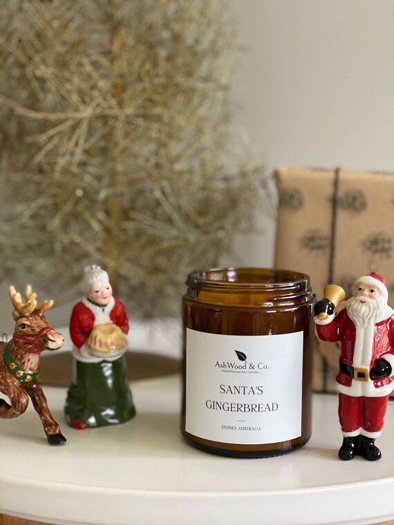 Santa's Gingerbread Scent | Soy Wax Candle | Amber Jar & lid | Christmas Candle | Eco Friendly | Etsy (AU)
