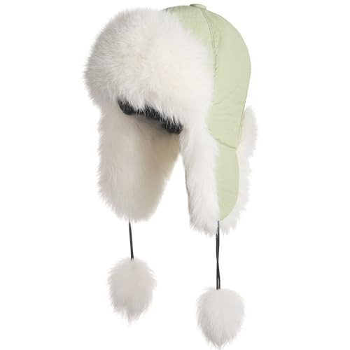 Women Faux Fur Trapper Hat with Pompoms Warm Classic Ear Flaps Fuzzy Bobble Cap Warm Outdoor Ski Snow Cap for Women and Men | Amazon (US)