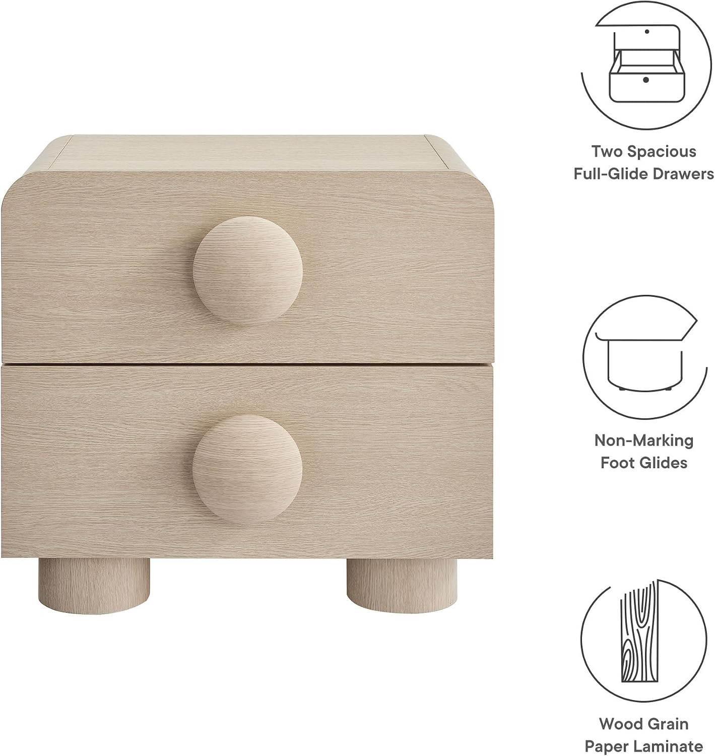 Modway Sonnet 2-Drawer Nightstand in Ash | Amazon (US)