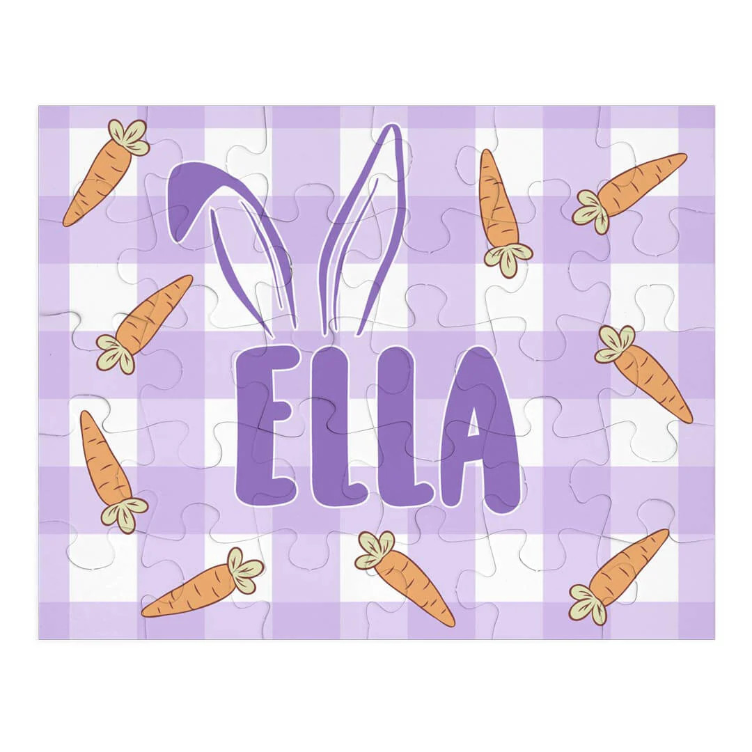 Kids Personalized 30 Piece Puzzle | Purple Gingham | Caden Lane