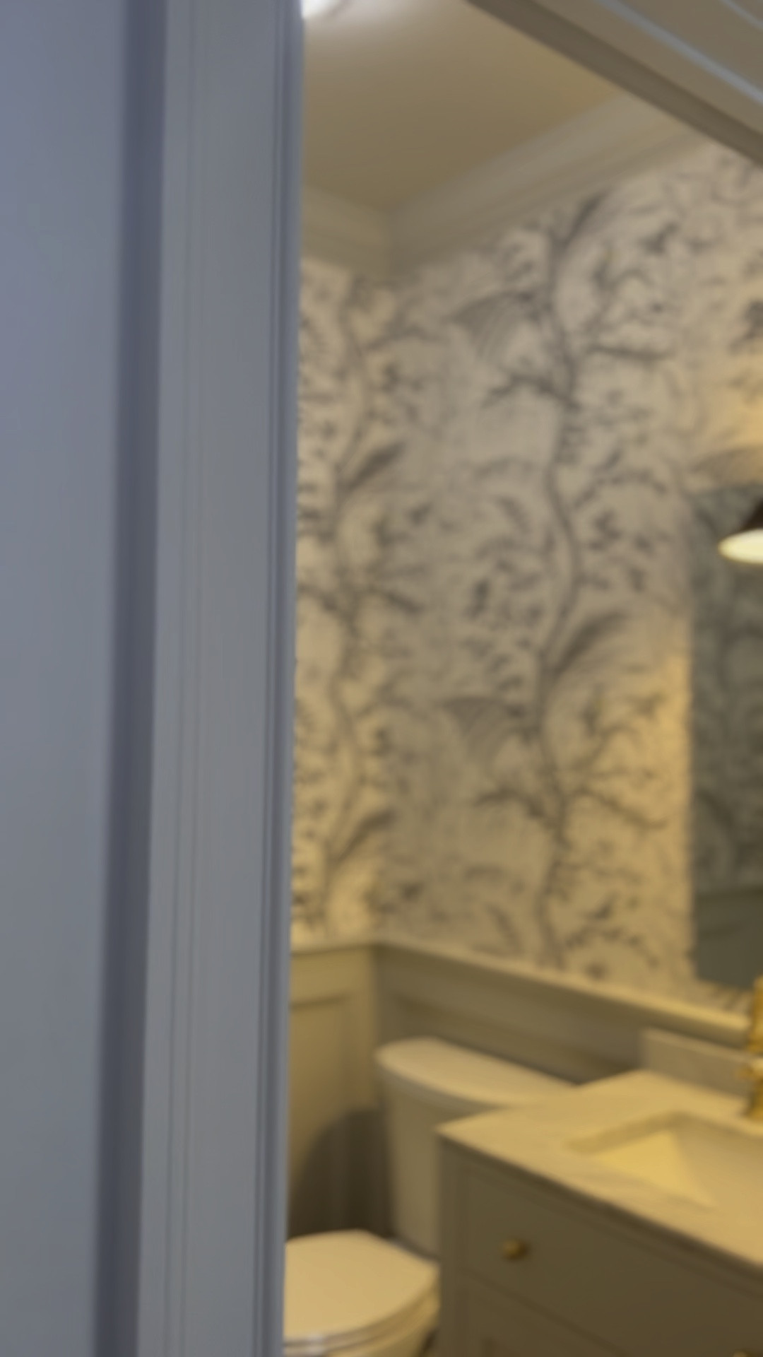 Bathroom renovation, wallpaper, Kohler, vanity, greige, gray, black, brass 

Vanity was painted Gray Owl by BM

#LTKhome #LTKstyletip #LTKsalealert