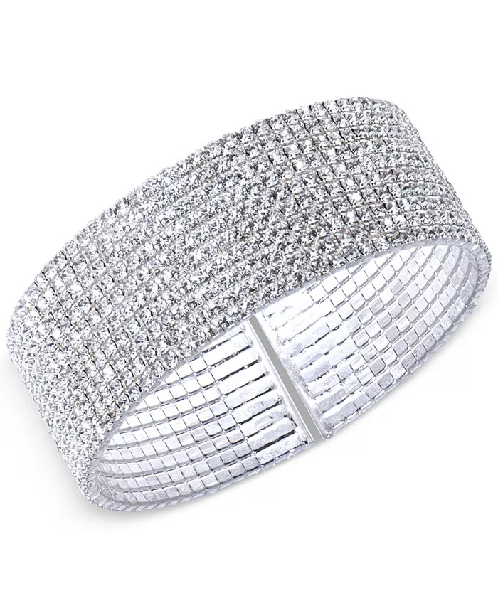 Anne Klein Silver-Tone Crystal Cuff Bracelet - Macy's | Macy's