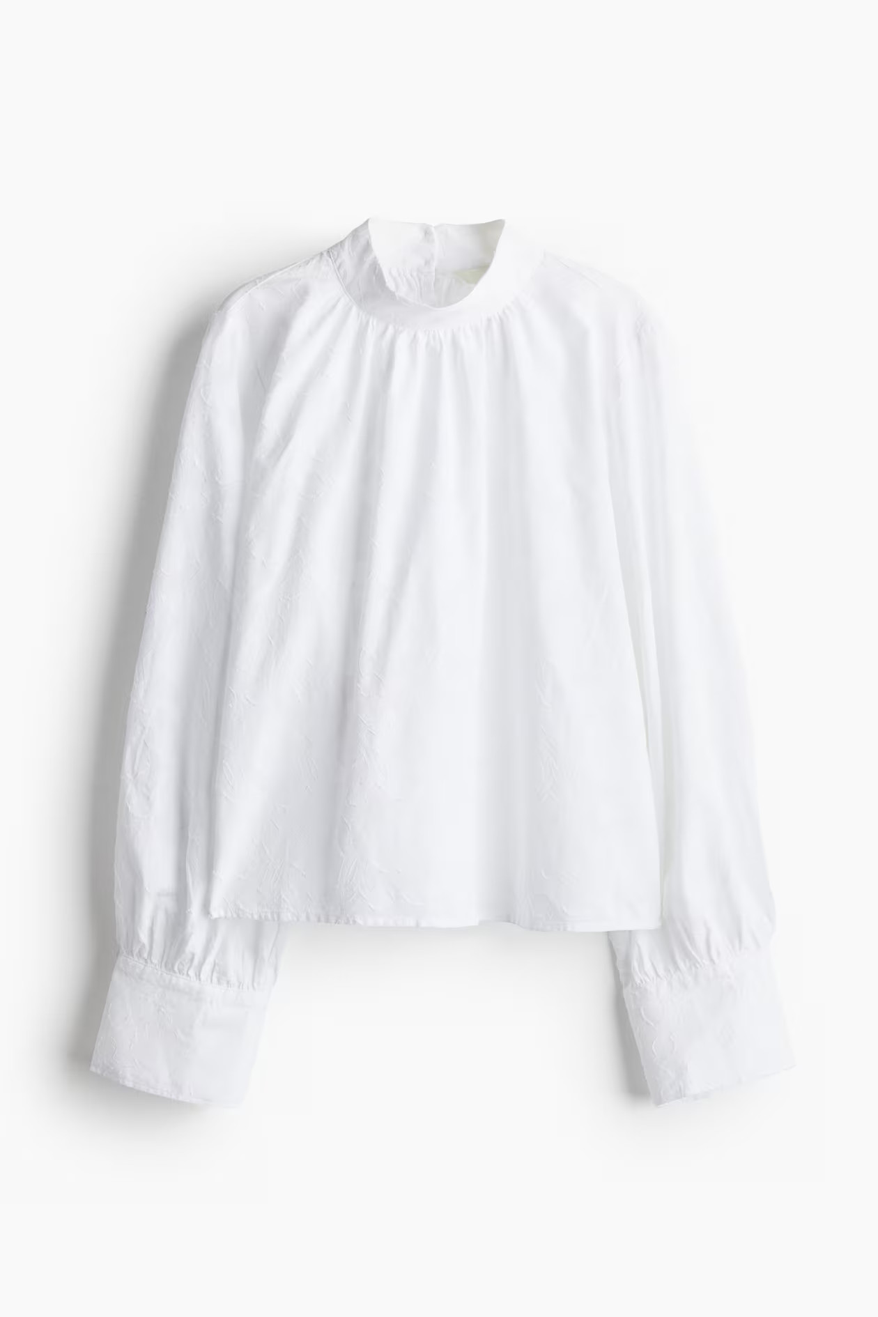 Blusa en tejido jacquard - Manga larga - Largo normal - Blanco - MUJER | H&M ES | H&M (FR, IT, ES, PT, BE)