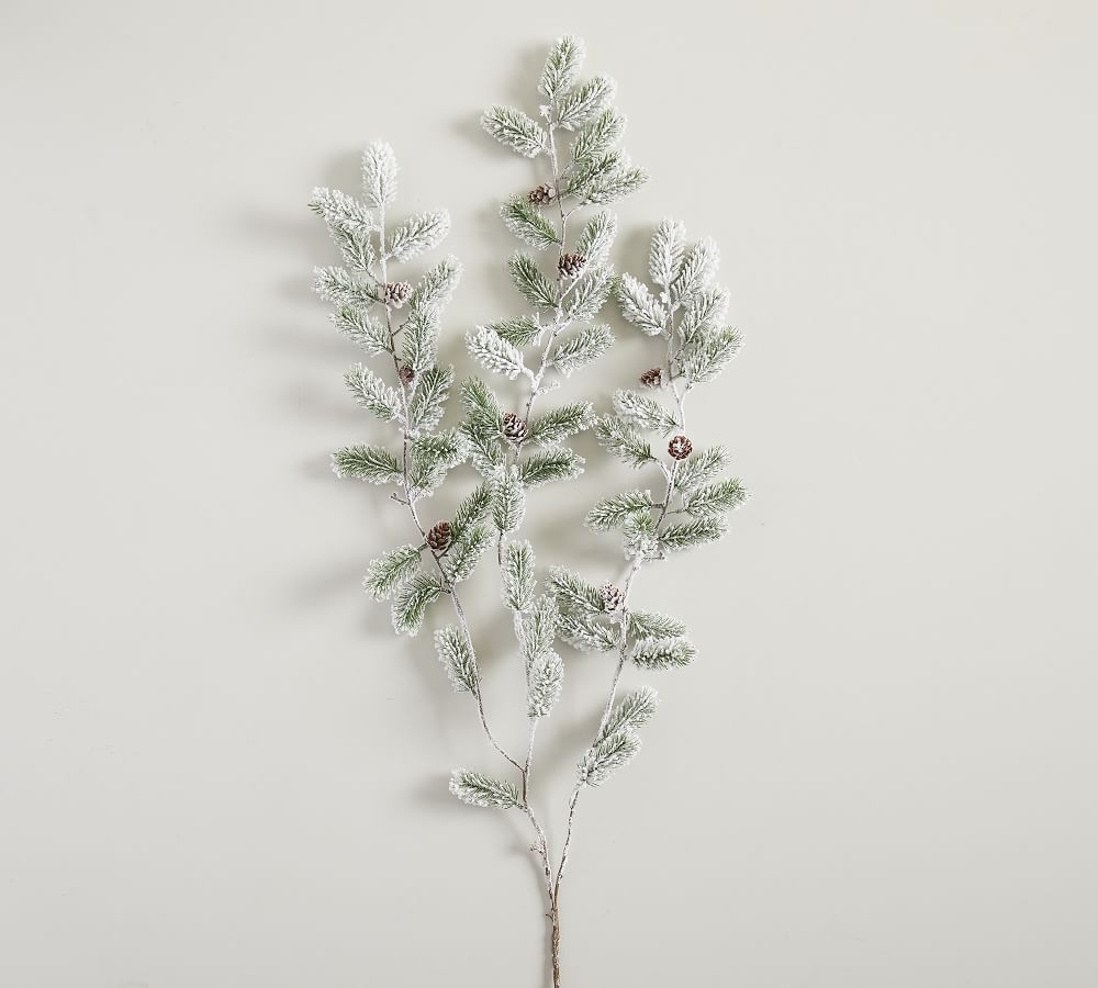 Frosted Pine Pick, White | Pottery Barn (US)