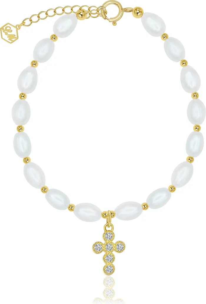 LA MENO Freshwater Pearl & Cross Bracelet | Nordstrom | Nordstrom