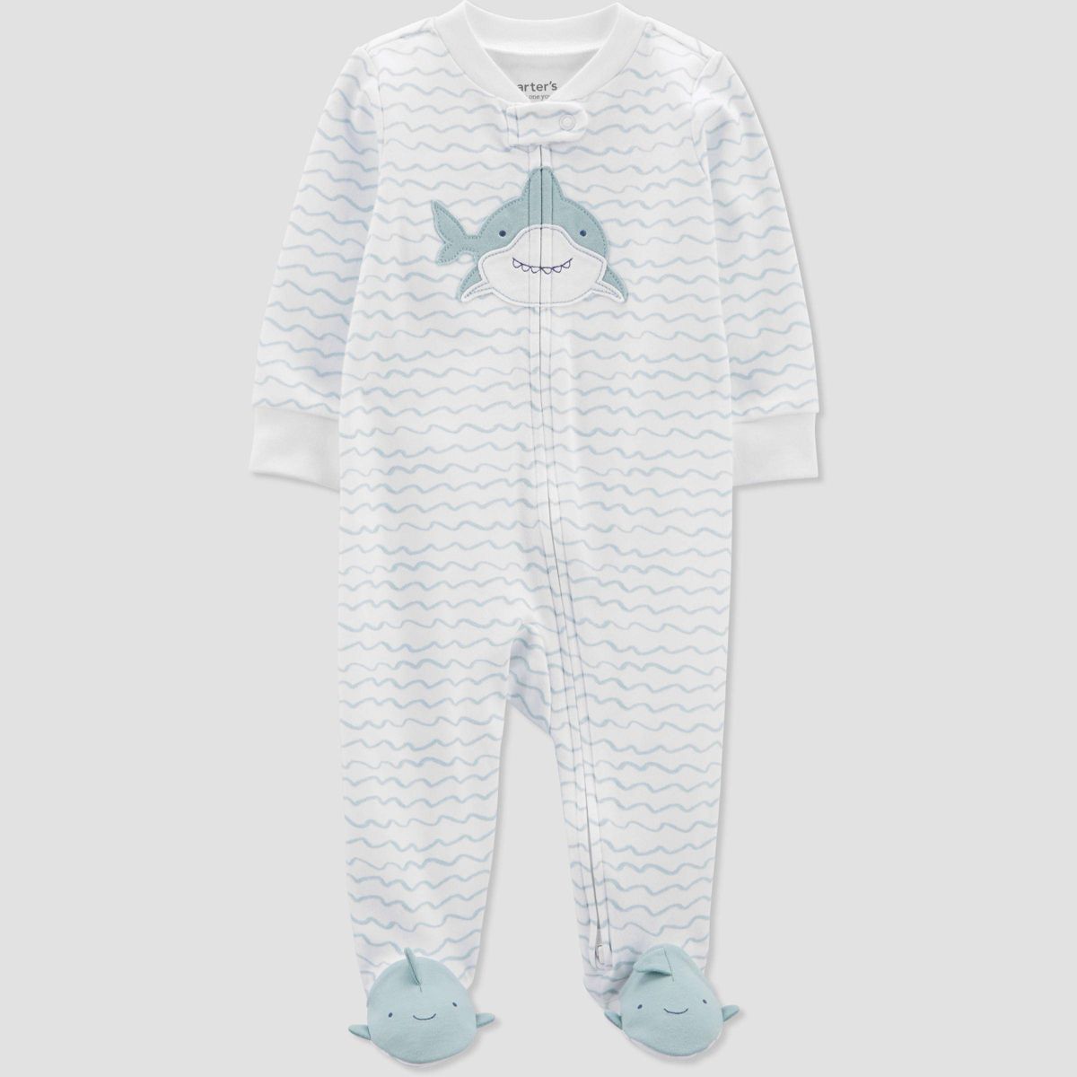 Carter's Just One You®️ Baby Boys' Wave Shark Footed Pajama - Blue | Target
