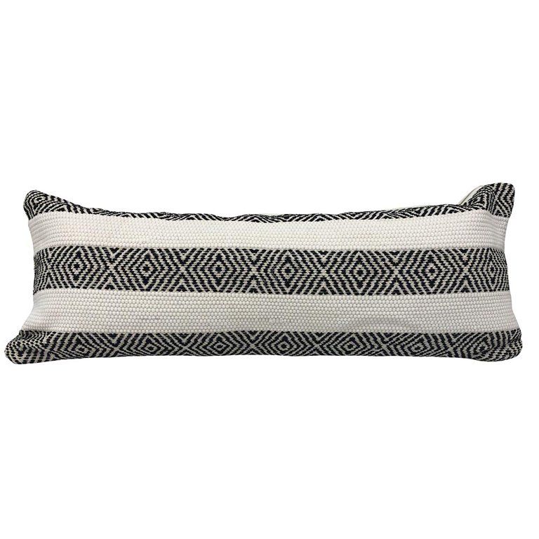 Lr Home 14" x 36" White and Black Geometric Striped Lumbar Pillow - Walmart.com | Walmart (US)
