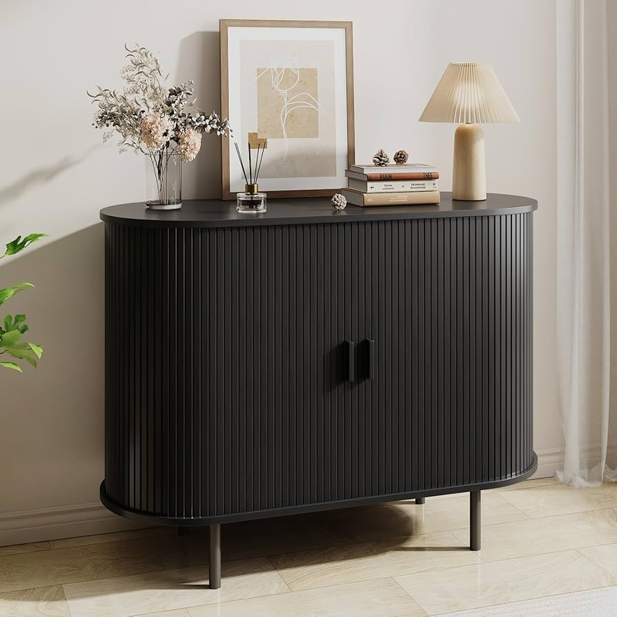 Buffet Sideboard Cabinet with Storage, 40" Fluted Cabinet with Sliding Door & Adjustable Shelf, M... | Amazon (US)