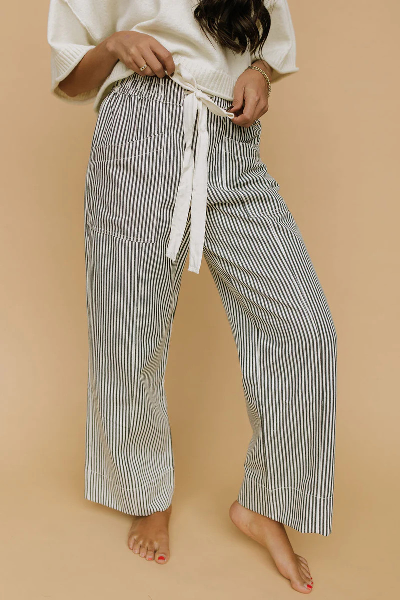 Hollis Stripe Pants in Black | Henly