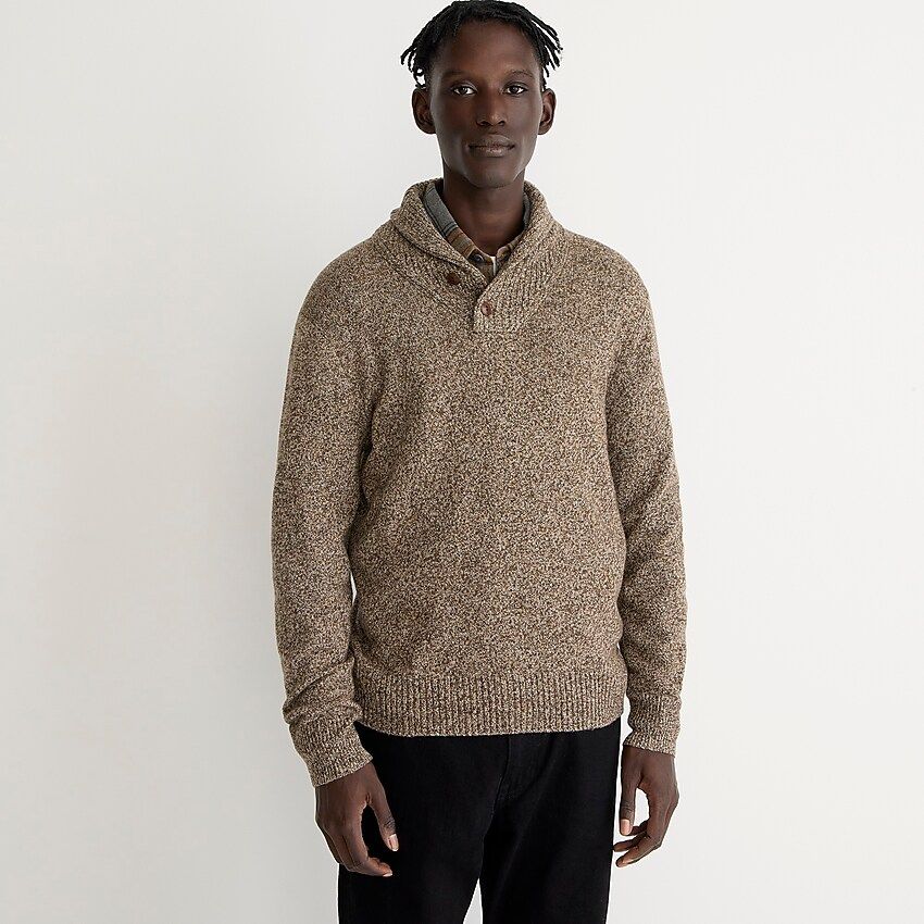 Marled rugged merino wool shawl-collar sweater | J.Crew US
