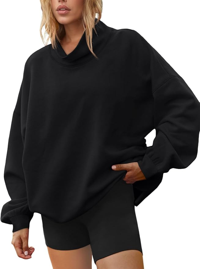 LILLUSORY Mock Neck Sweatshirt Womens Oversized Pullover Turtleneck Long Sleeve Tops Trendy Fall ... | Amazon (US)