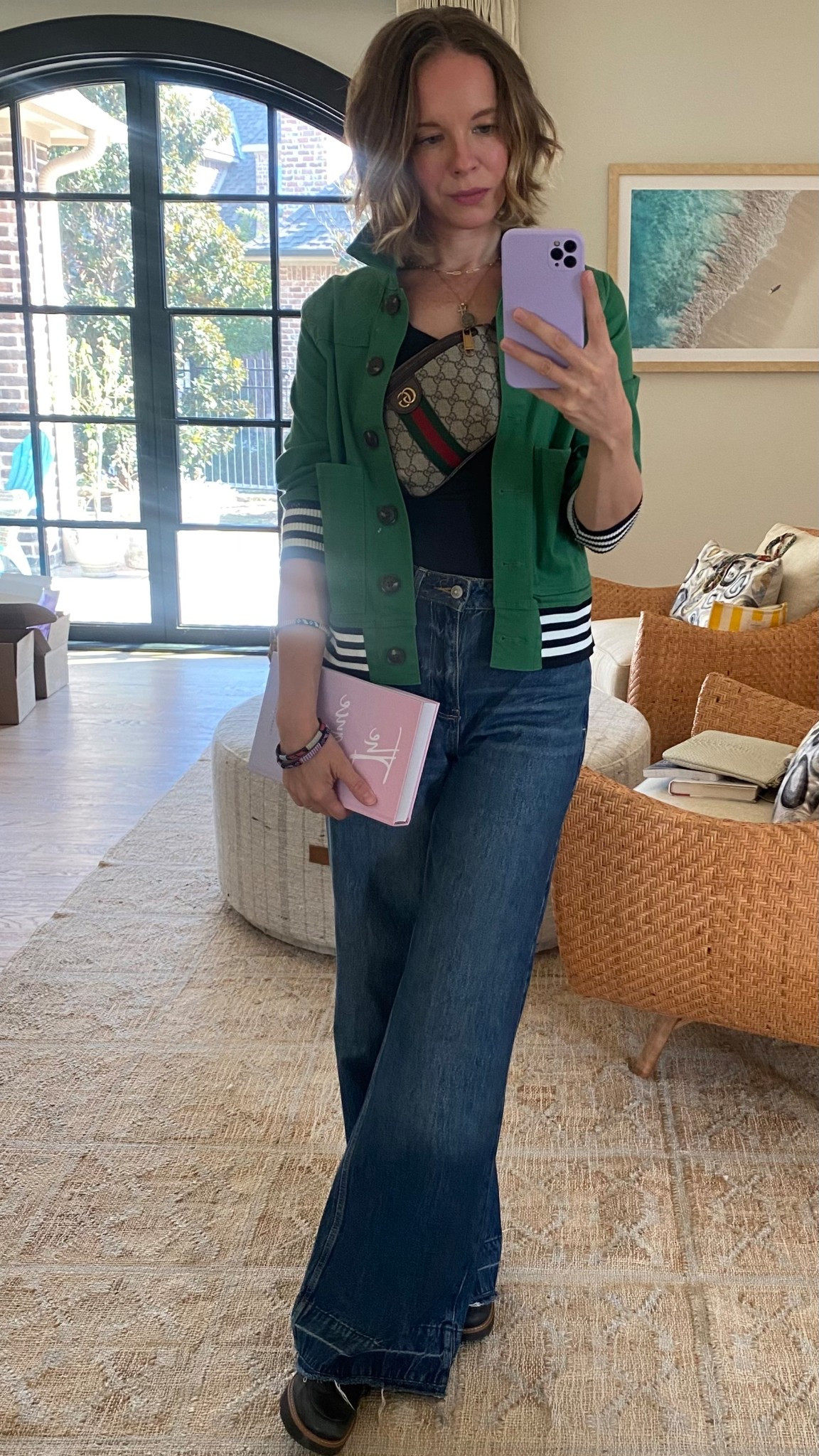 Looooove this look for pre-fall, especially bc you can take the bomber jacket off and essentially just be in a sleeveless tank.  The shoes are the black version of my all time favorite loafers—yes, if I love it then I buy one in every color. 😀 And the GG bum bag/fanny pack has become my favorite “no hands” bag for fall. 

#LTKShoeCrush #LTKStyleTip #LTKSeasonal
