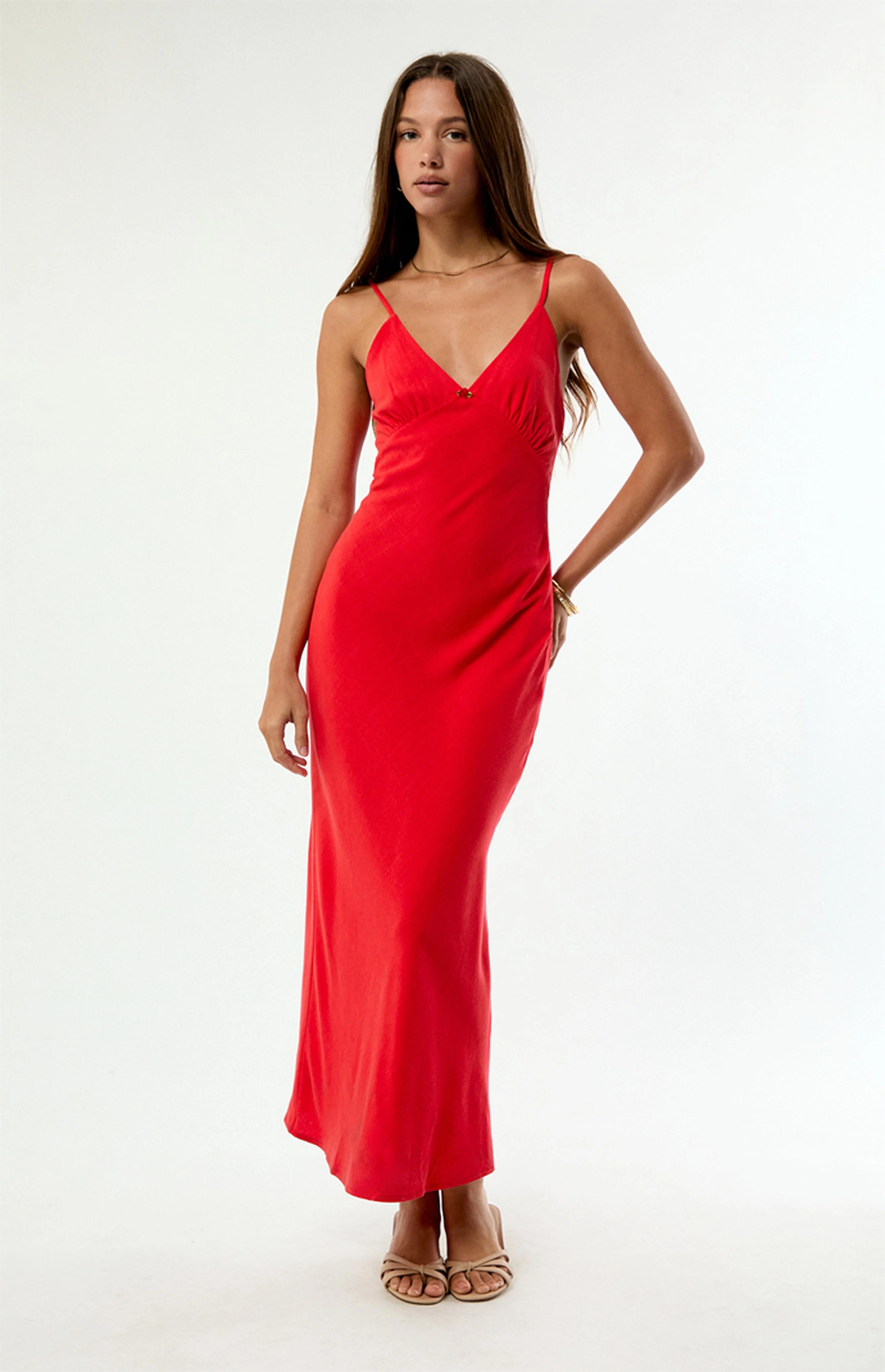 Rhythm Sunny Days Linen Bias Midi Dress | PacSun