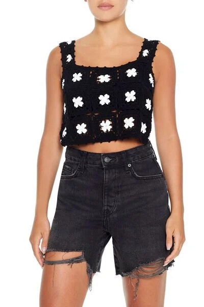 Floral Sweater-Knit Cropped Cami | Forever 21