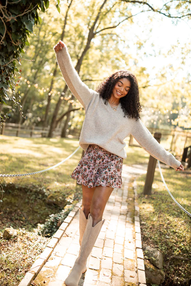 Through The Garden Brown Flower Skort | Pink Lily